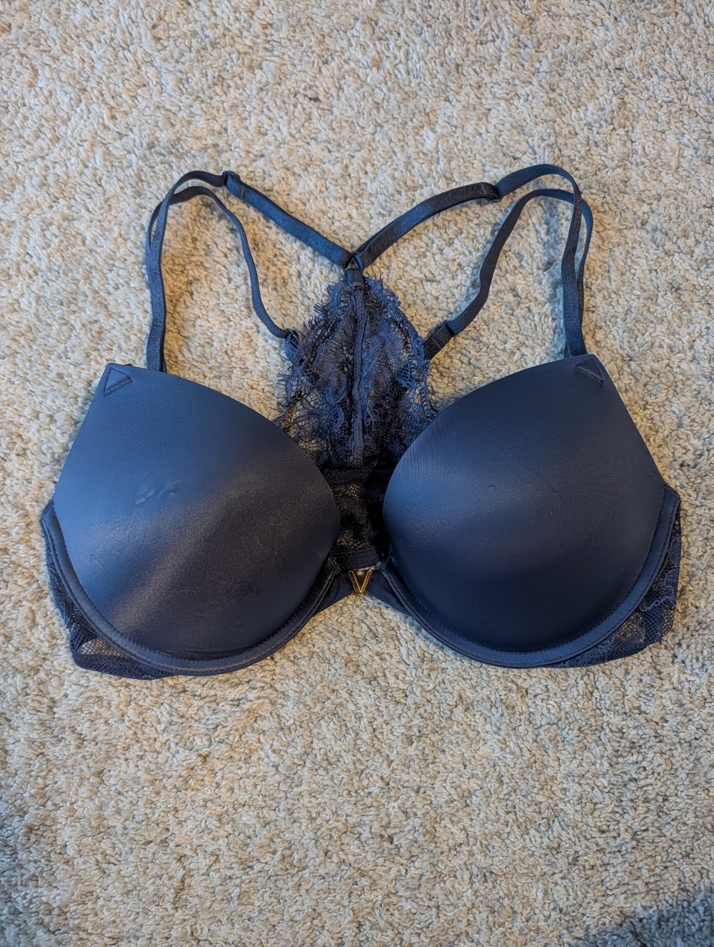 Victoria's Secret Navy Lace Racerback Push-Up Bra